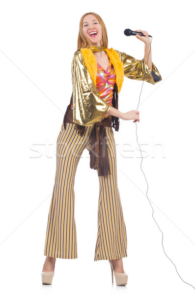 Woman in spanish clothing with mic Stock photo © Elnur