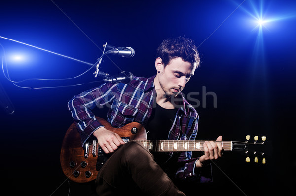 Foto stock: Homem · jogar · guitarra · concerto · música · festa