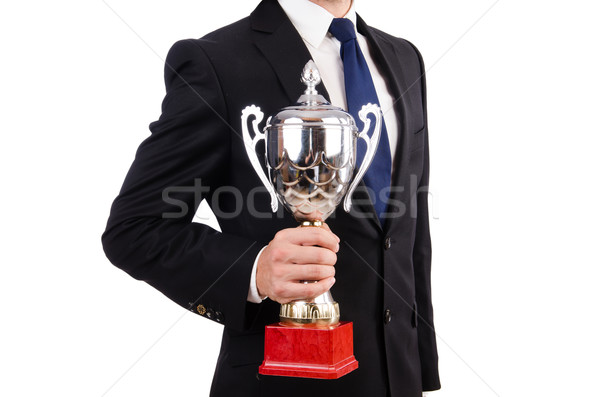 Businessman awarded with prize cup isolated on white Stock photo © Elnur
