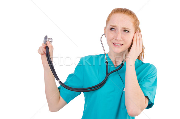 Woman-doctor with stethoscope isolated on white Stock photo © Elnur