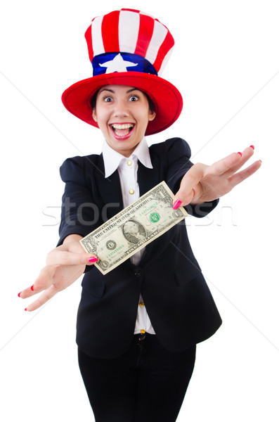 Young woman with dollar and usa hat Stock photo © Elnur