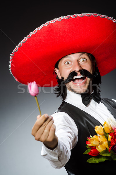 Сток-фото: смешные · мексиканских · сомбреро · цветы · вечеринка · любви