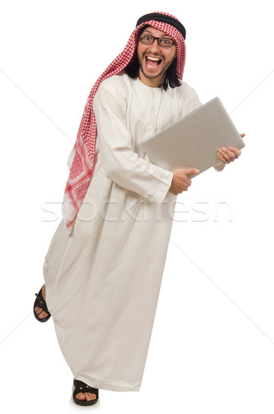 Arab man with laptop isolated on white Stock photo © Elnur