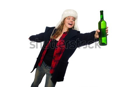 Woman with hat in funny concept Stock photo © Elnur