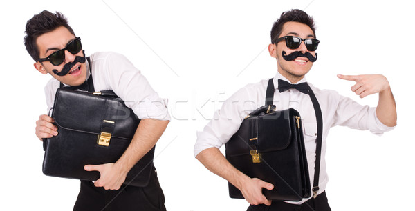 Joven maletín aislado blanco empresario gafas Foto stock © Elnur