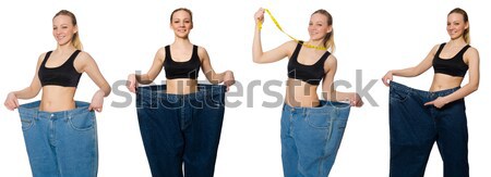 Stock photo: Young girl with centimeter in dieting concept