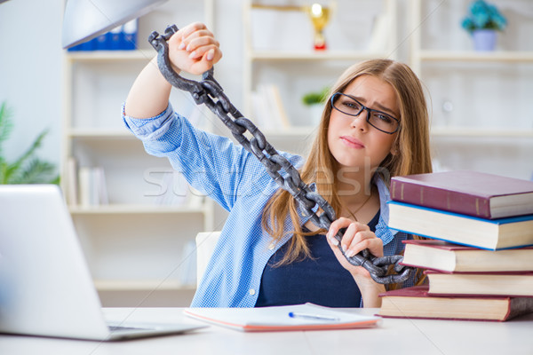 Stock foto: Jungen · jugendlich · weiblichen · Studenten · Prüfungen · home