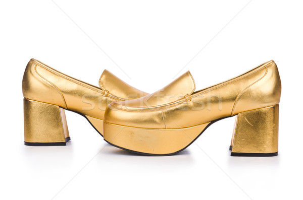 Golden woman shoes isolated on the white Stock photo © Elnur