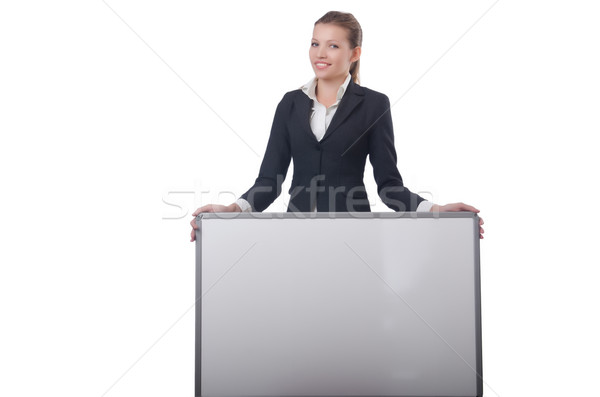 Stock photo: Woman businesswoman with blank board on white