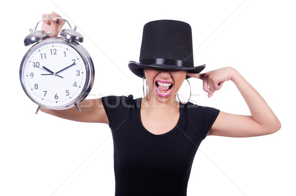Mulher jovem relógio isolado branco mulher fundo Foto stock © Elnur