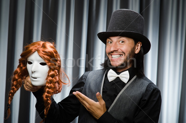 Vicces színpadi maszk férfi haj háttér Stock fotó © Elnur