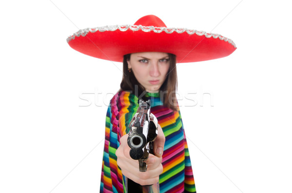 Mooie Mexicaanse meisje levendig geïsoleerd witte Stockfoto © Elnur