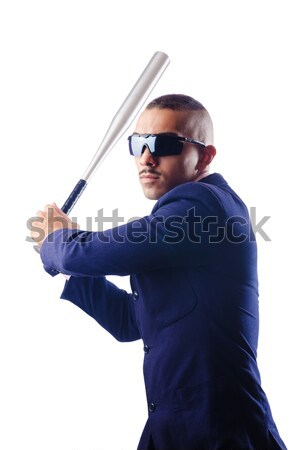 Male hooligan with bat on white Stock photo © Elnur