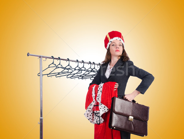 Foto stock: Mulher · rainha · engraçado · trabalhar · empresário · executivo