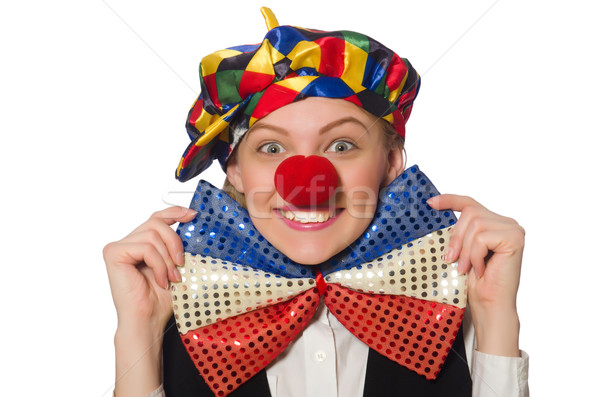 Mooie vrouwelijke clown geïsoleerd witte meisje Stockfoto © Elnur