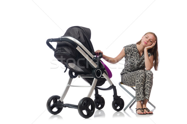 Happy mom with her baby in pram Stock photo © Elnur