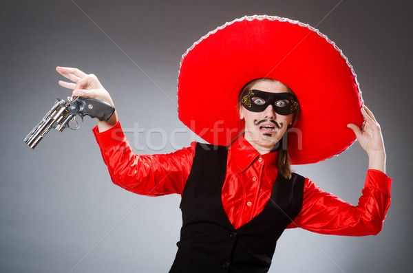 Személy visel szombréró kalap vicces öngyilkosság Stock fotó © Elnur