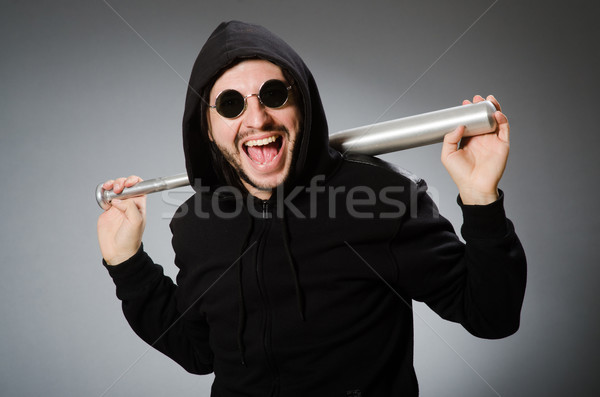 Stock photo: Aggressive man with basebal bat 