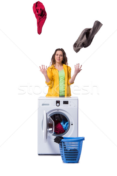Woman feeling sressed after doing dirty laundry Stock photo © Elnur