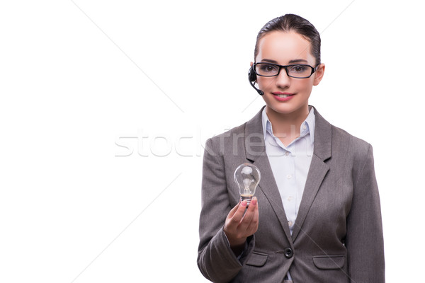 Call center operator with light bulb isolated on white Stock photo © Elnur