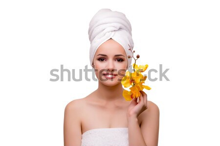 Arabian woman with orchid flower isolated on white Stock photo © Elnur