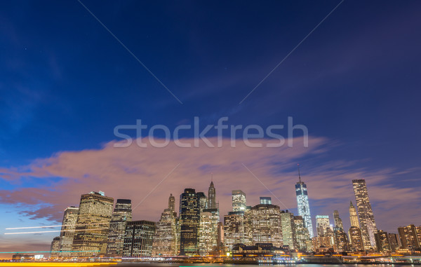 Foto stock: Vista · bajar · Manhattan · negocios · manzana · noche
