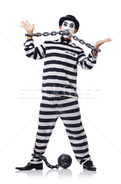 Funny man with facemask mask with shackles on white Stock photo © Elnur
