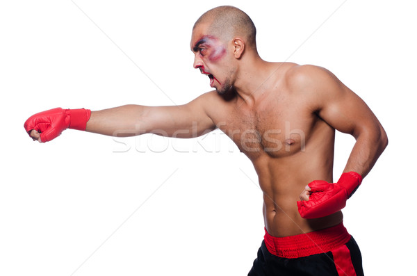 Geschlagen Boxer isoliert weiß Sport Hintergrund Stock foto © Elnur