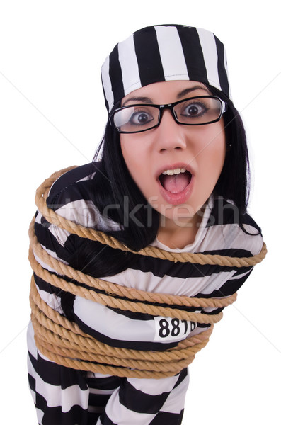 Prisoner in striped uniform on white Stock photo © Elnur