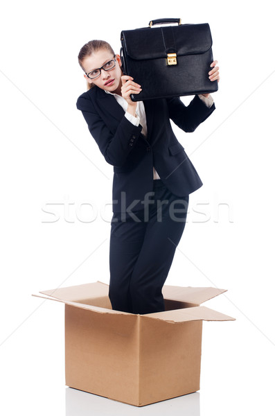 Woman in thinking out of box concept Stock photo © Elnur