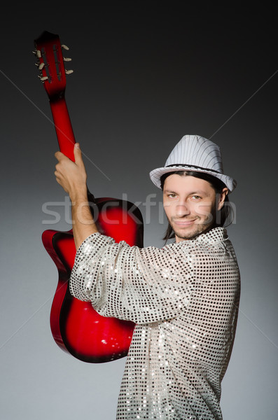 Foto stock: Hombre · jugando · guitarra · concierto · música · fiesta