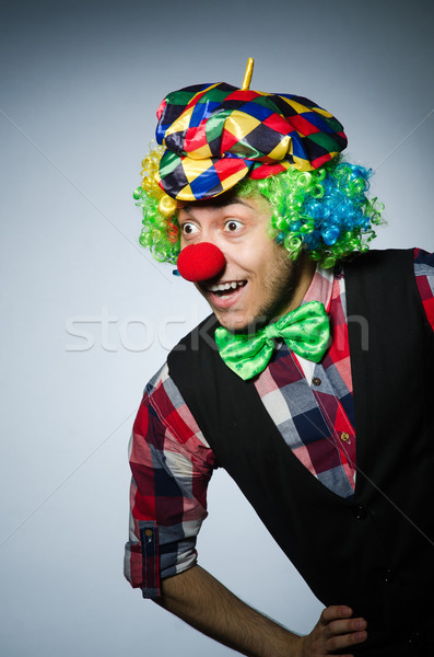 Stockfoto: Grappig · clown · donkere · glimlach · gezicht · bril
