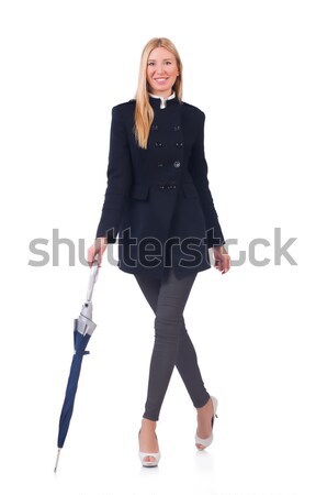 Girl in classic male suit isolated on white Stock photo © Elnur