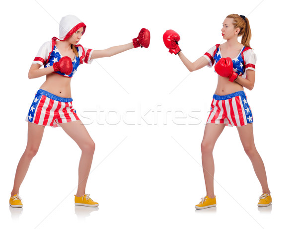 Woman boxing isolated on white Stock photo © Elnur