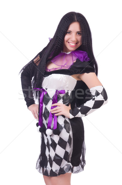 Pretty girl in harlequin costume isolated on white Stock photo © Elnur