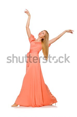 [[stock_photo]]: Jeune · femme · rose · romantique · robe · isolé · blanche