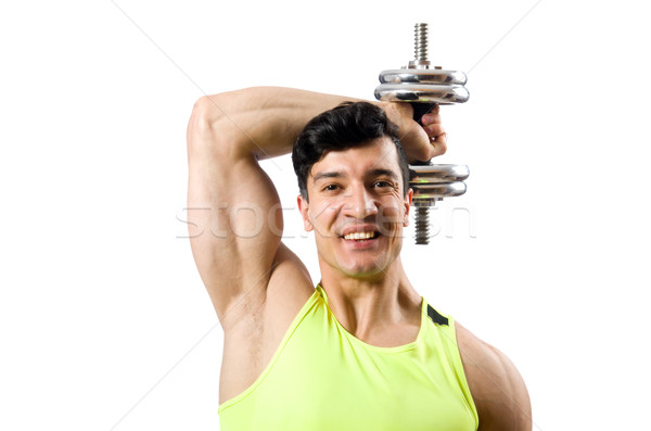 Izmos testépítő súlyzók meztelen férfi sport Stock fotó © Elnur