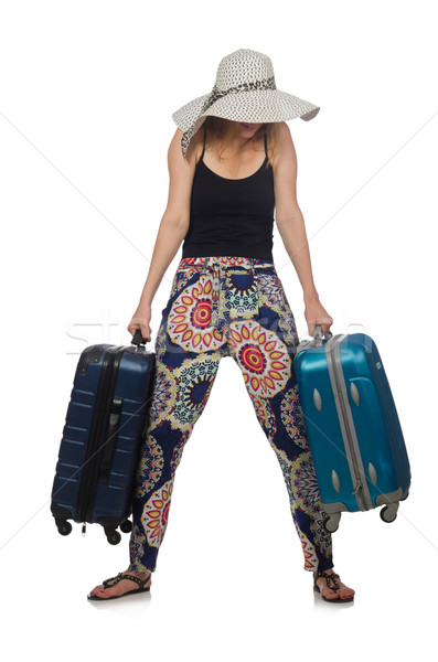 Stock photo: Woman ready for summer travel isolated on white