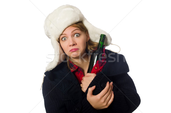 Woman with hat in funny concept Stock photo © Elnur