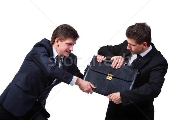 Stock photo: Two twins businessmen arguing with each other isolated on white