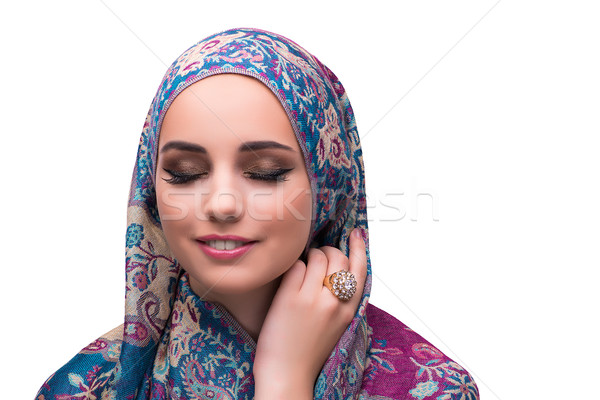 Woman in traditional muslim cover with ring Stock photo © Elnur