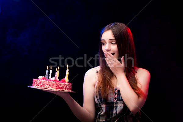 若い女性 誕生日ケーキ パーティ 食品 歳の誕生日 美 ストックフォト © Elnur