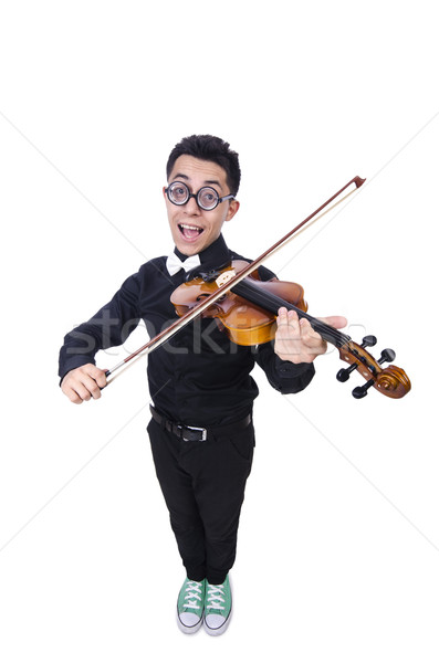 смешные человека скрипки белый звук мужчины Сток-фото © Elnur