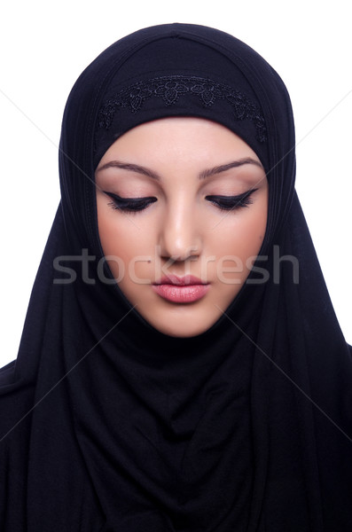 Muslim young woman wearing hijab on white Stock photo © Elnur