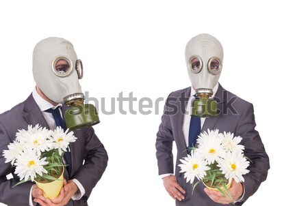 ビジネスマン 着用 防毒マスク 孤立した 白 男 ストックフォト © Elnur