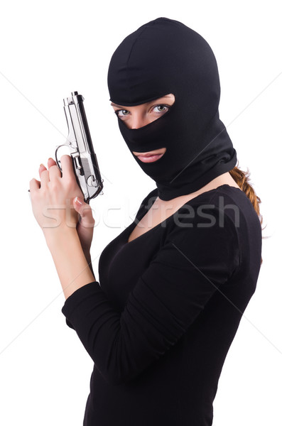 Burglar with handgun isolated on white Stock photo © Elnur