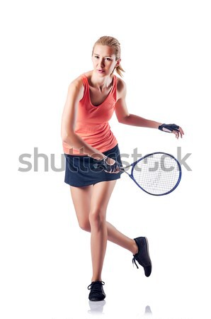 Man with swiss ball doing exercises on white Stock photo © Elnur