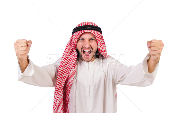 Stock photo: Agressive arab man isolated on white
