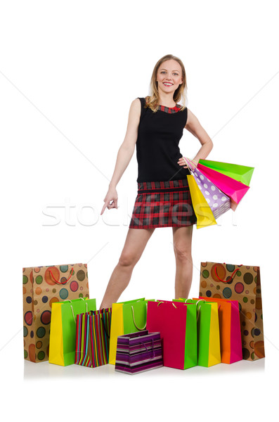 Young woman after shopping isolated on the white Stock photo © Elnur