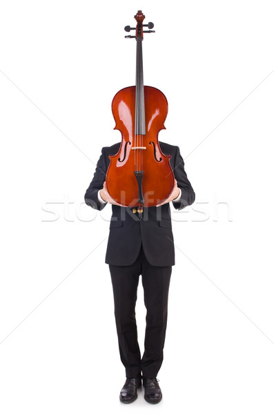 Funny man with music instrument on white Stock photo © Elnur